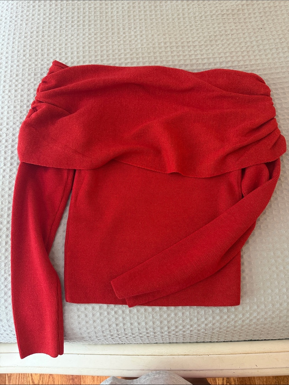 Cotton On Red Off-The-Shoulder Foldover Sweater